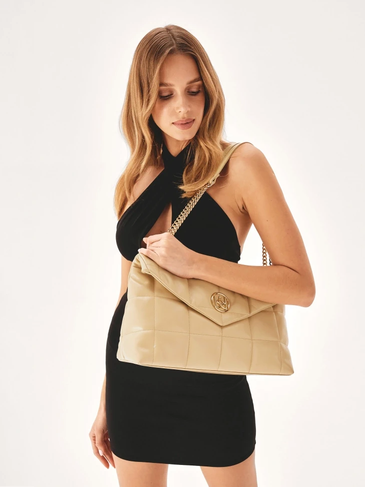 Kazar Quilted Pattern Leather Handbag