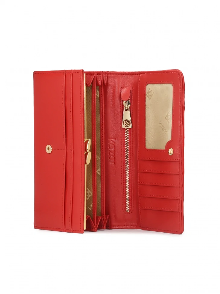 Kazar Quilted Red Wallet With Roomy Interior