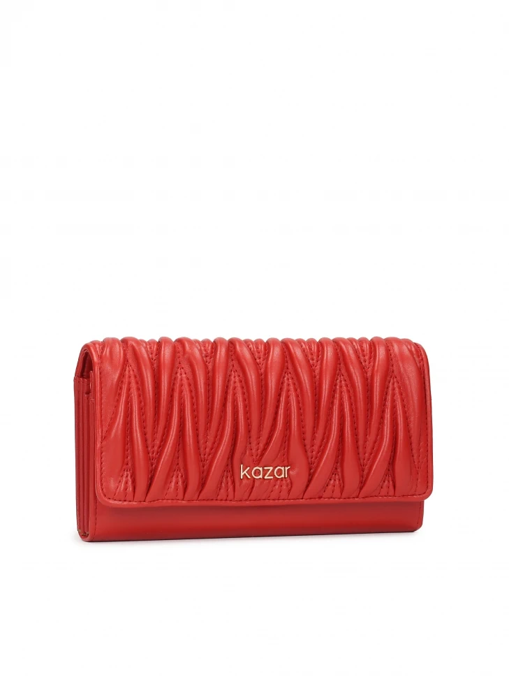 Kazar Quilted Red Wallet With Roomy Interior