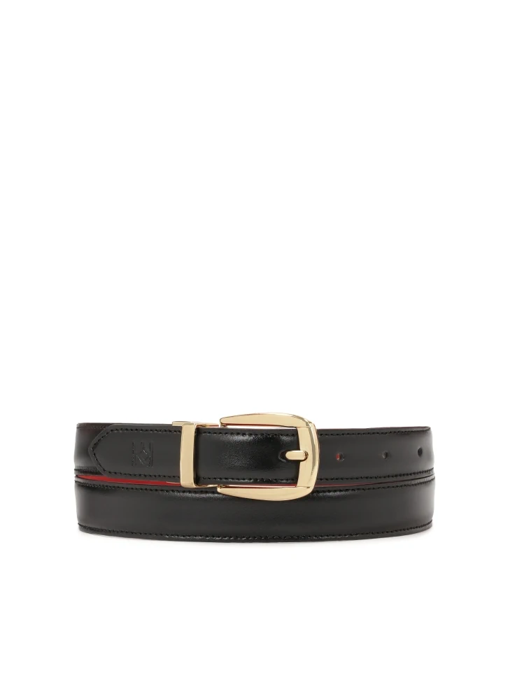 Kazar Red And Black Belt With Gold Buckle