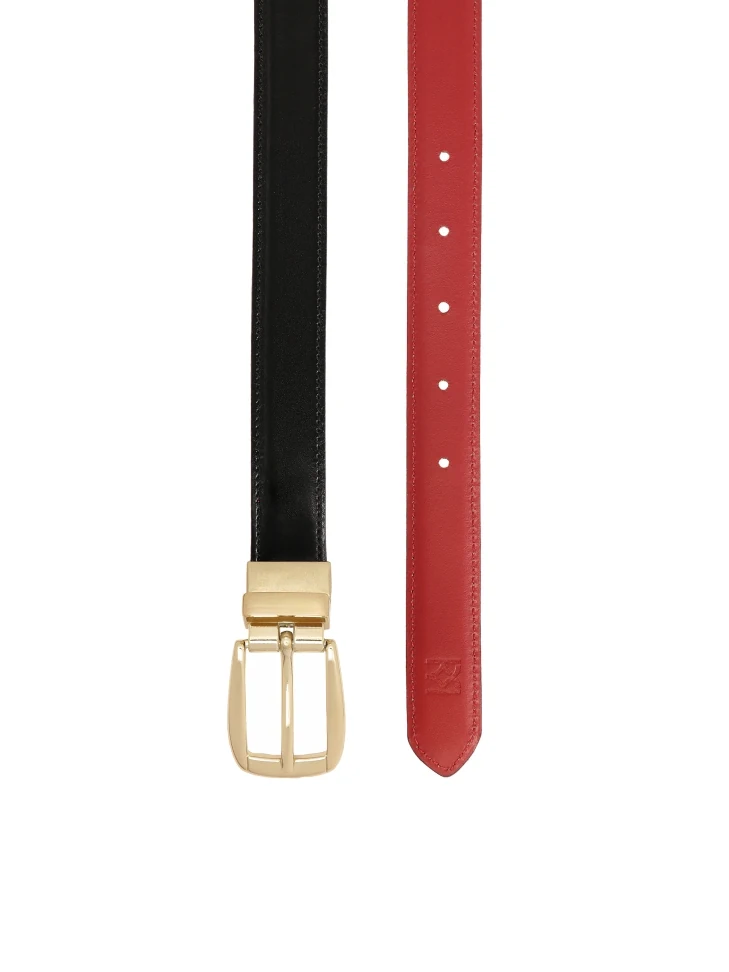Kazar Red And Black Belt With Gold Buckle