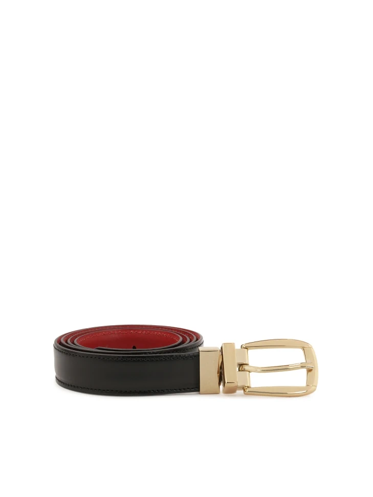 Kazar Red And Black Belt With Gold Buckle