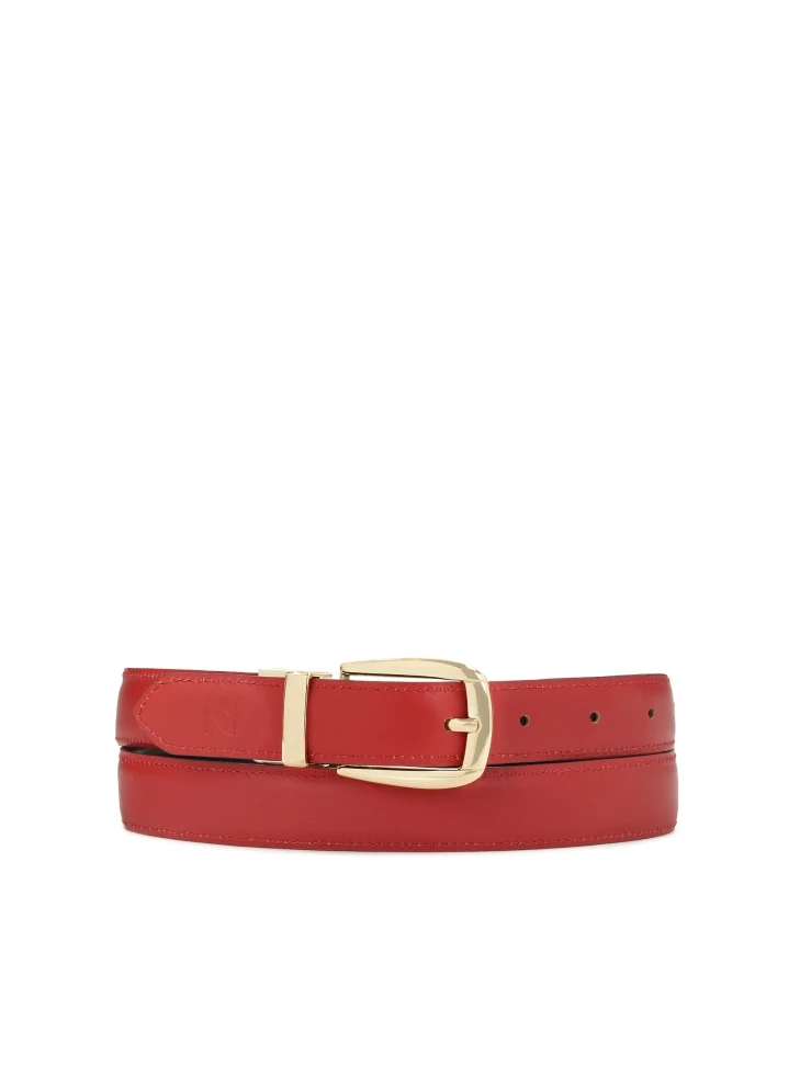 kazar Red and black belt with gold buckle