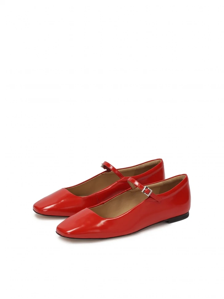 Kazar Red Ballerinas With Mary Jane Style Strap