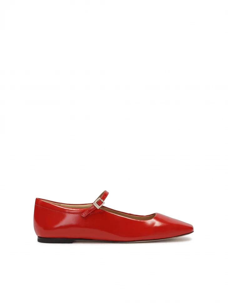 kazar Red ballerinas with Mary Jane style strap