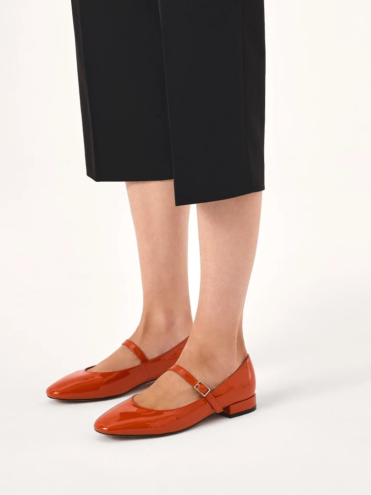 Kazar Red Flat Sole Pumps By Mary Jane