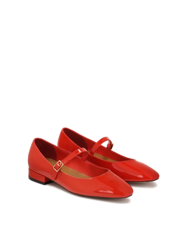 Kazar Red Flat Sole Pumps By Mary Jane