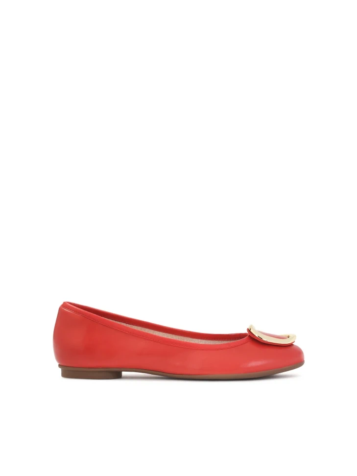 kazar Red leather ballerinas with metal accents