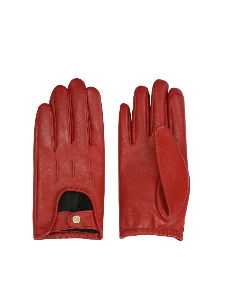 Kazar Red Leather Gloves With Cut-outs