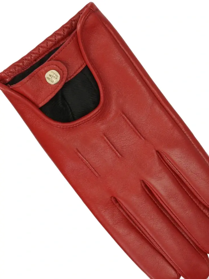 Kazar Red Leather Gloves With Cut-outs