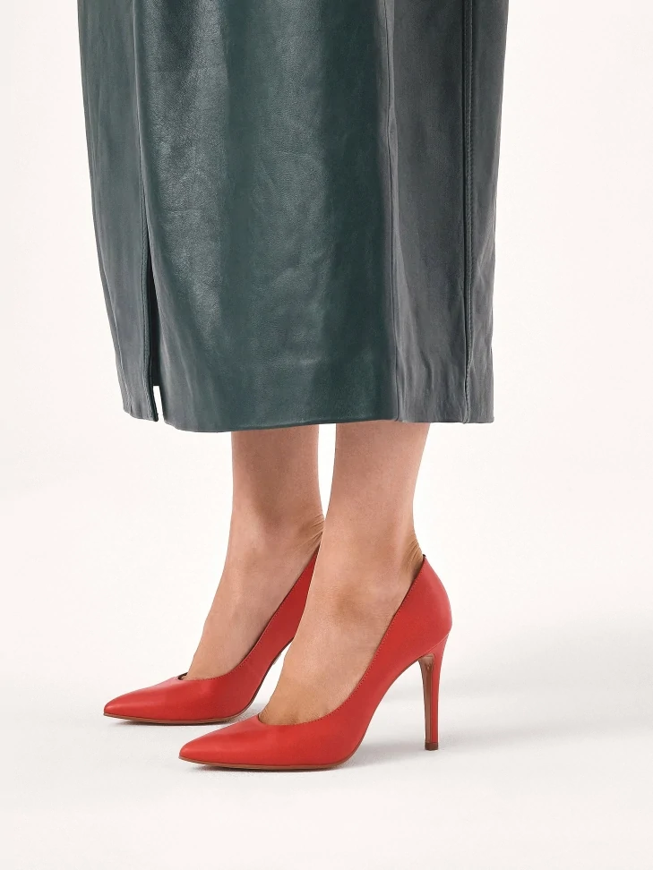 Kazar Red Leather Stiletto Pumps