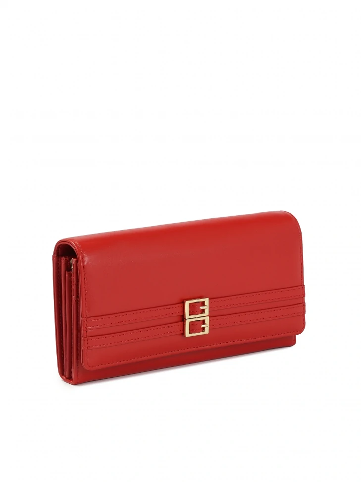 Kazar Red Leather Wallet With Two Buckles