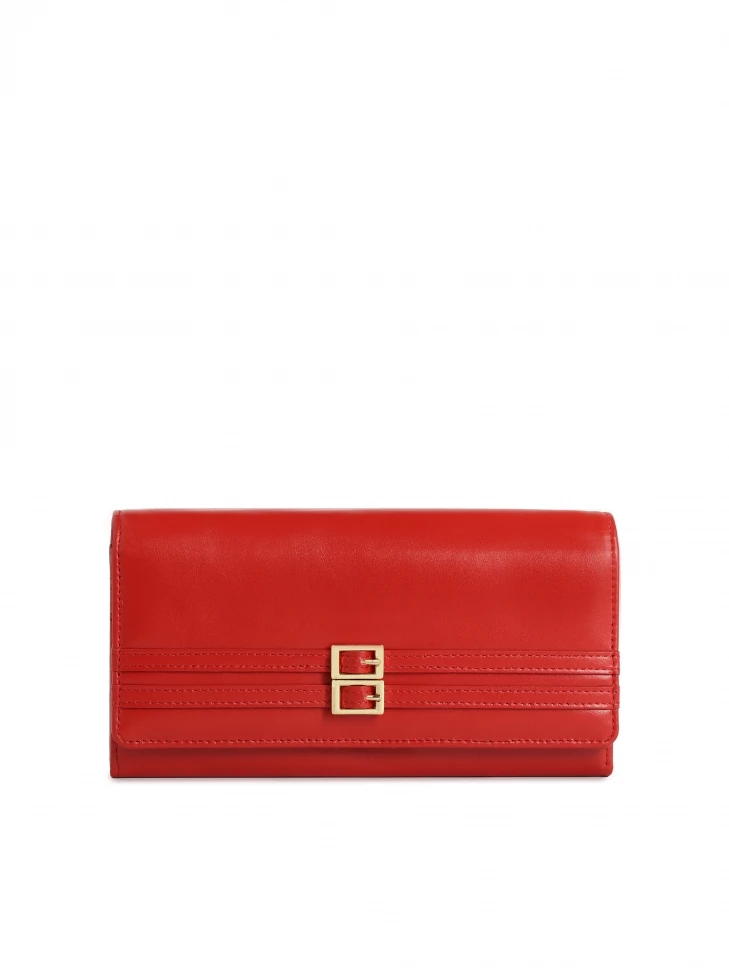 kazar Red leather wallet with two buckles