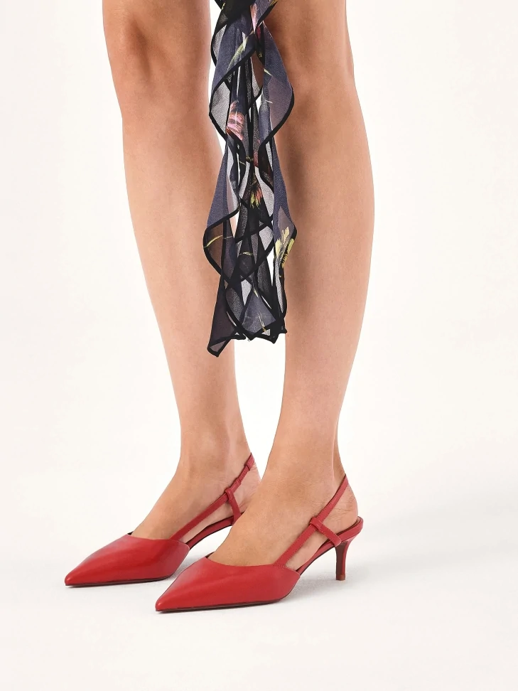 Kazar Red Low Pumps With Open Heel