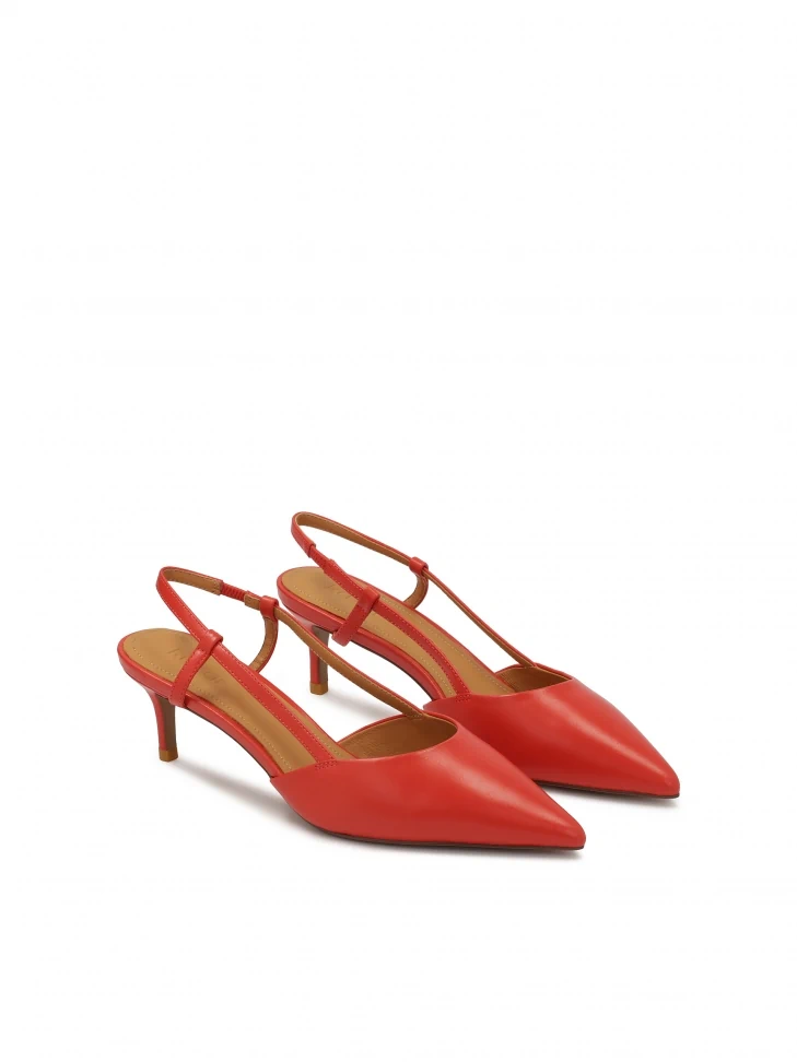 Kazar Red Low Pumps With Open Heel