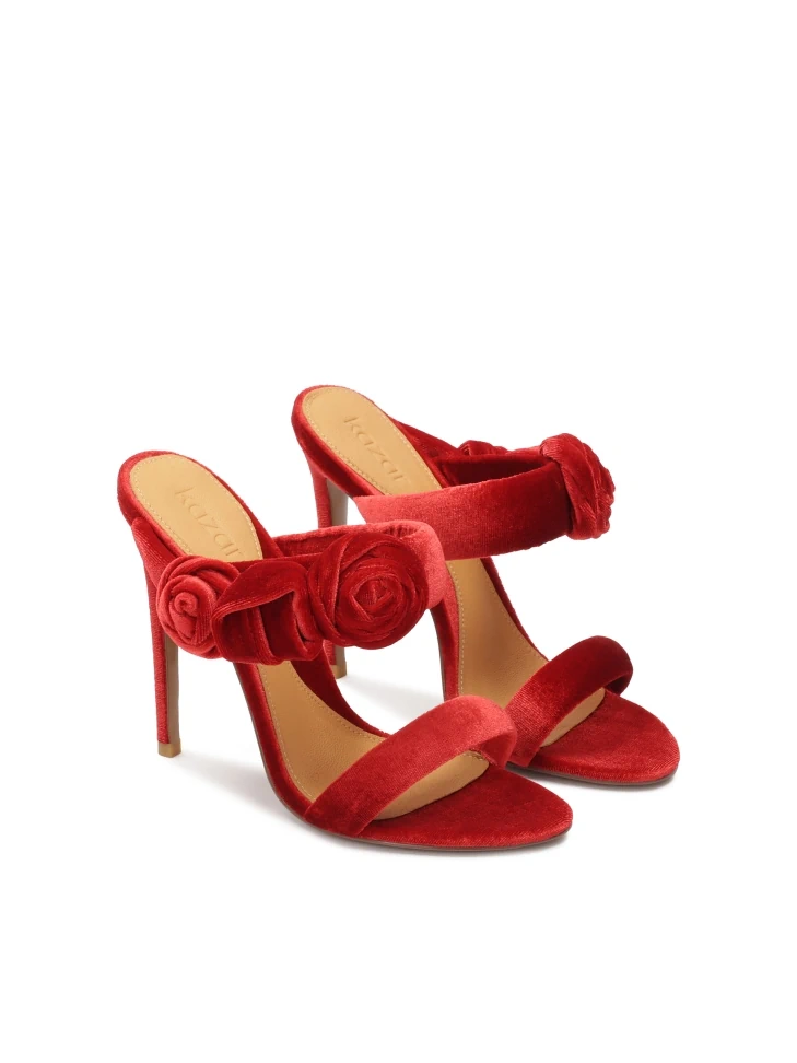 Kazar Red Mules With Three-dimensional Decoration