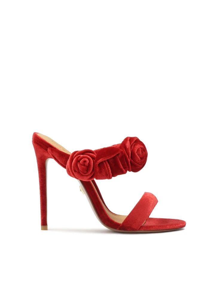 kazar Red mules with three-dimensional decoration