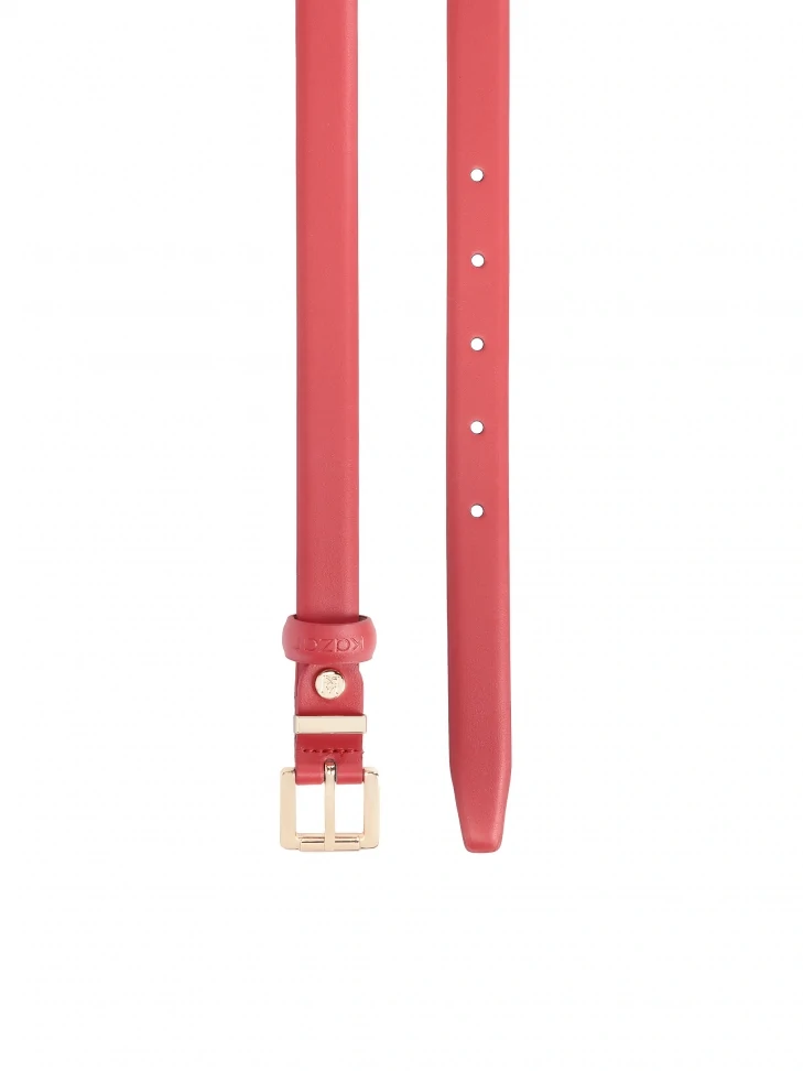 Kazar Red Narrow Belt In Minimalist Style