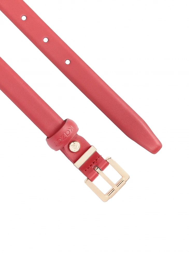 Kazar Red Narrow Belt In Minimalist Style