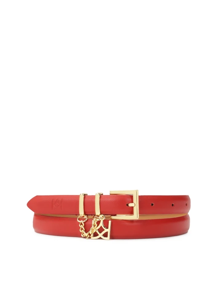 kazar Red narrow belt with chain