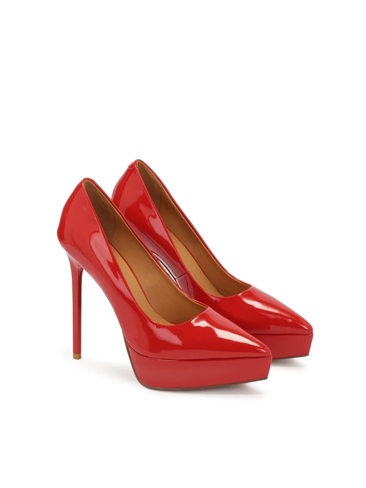Kazar Red Patent Leather Platform Pumps