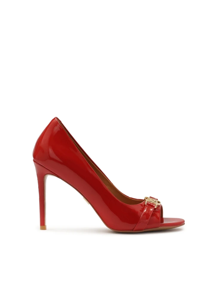 kazar Red patent leather pumps with cutout on toe
