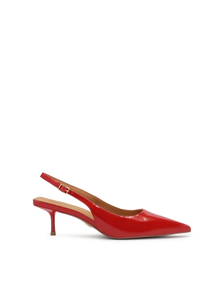 kazar Red patent leather pumps with exposed heel