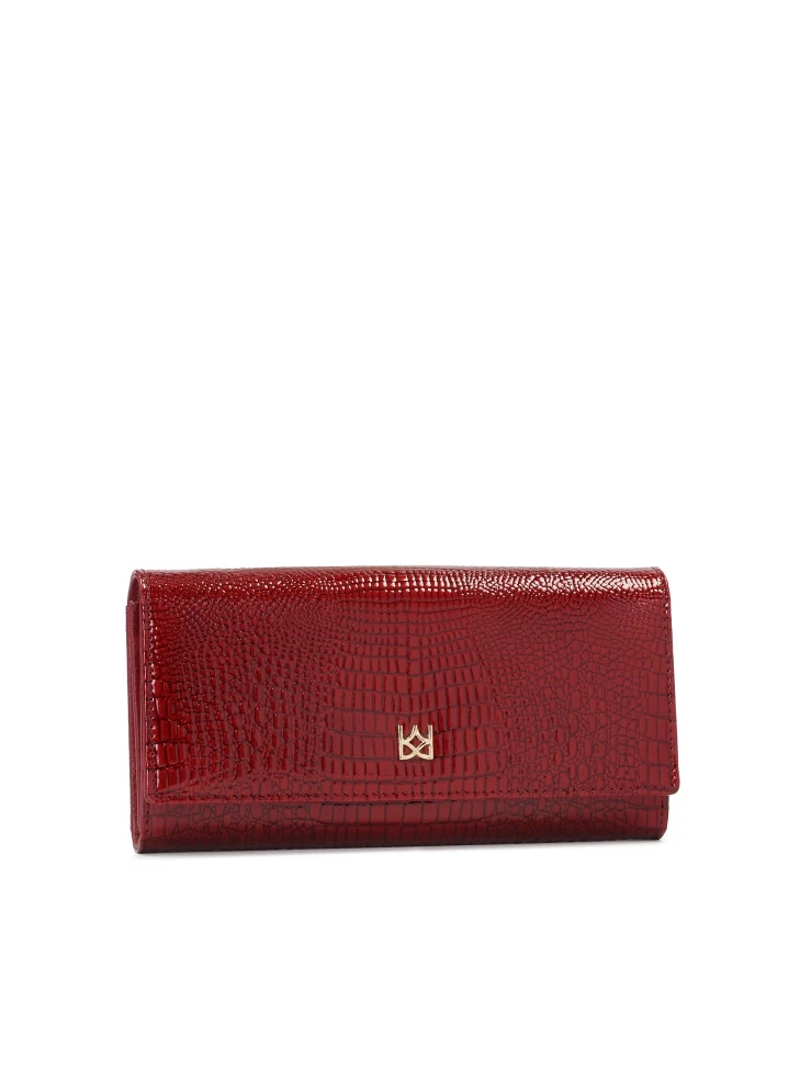 Kazar Red Patent Wallet With Flap