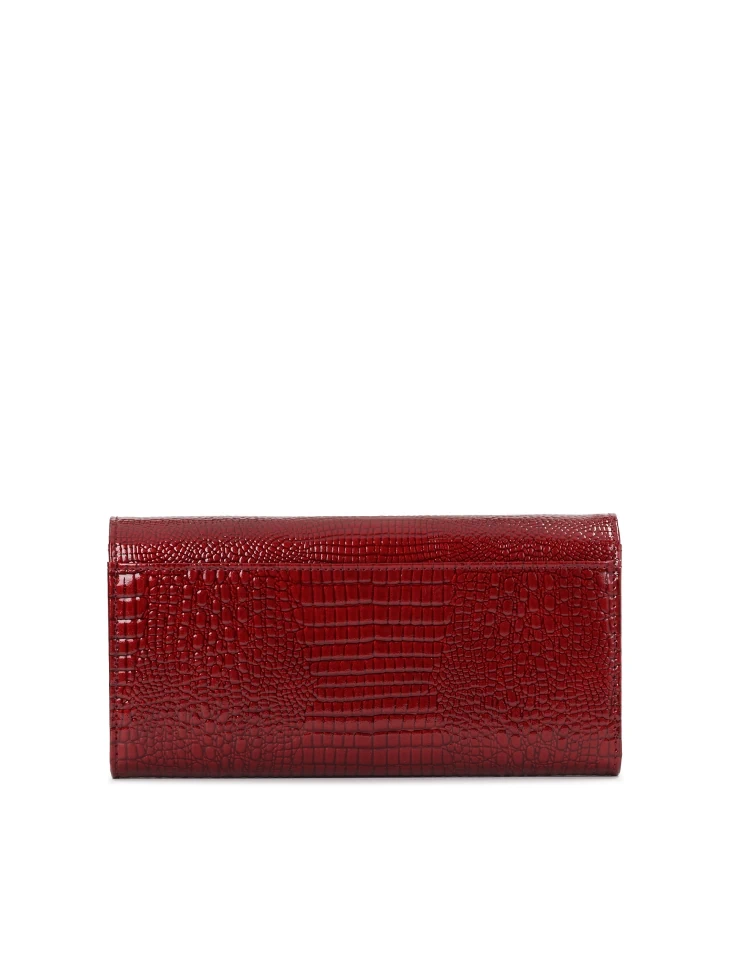 Kazar Red Patent Wallet With Flap
