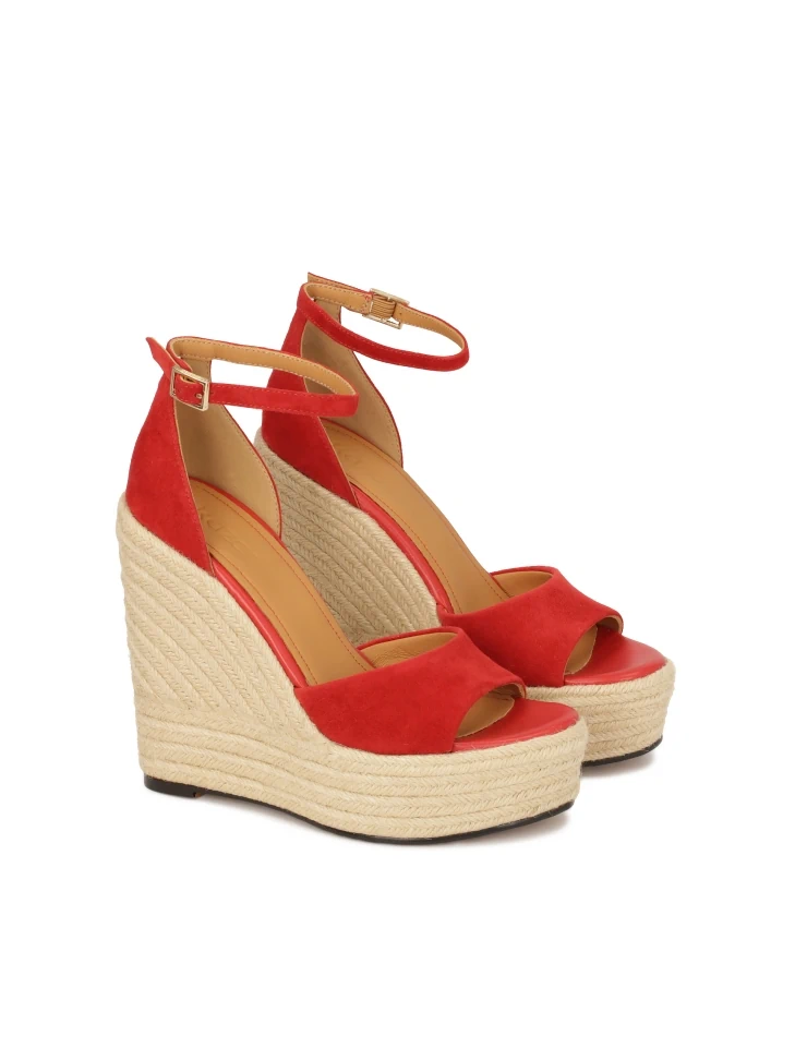 Kazar Red Platform Heeled Sandals