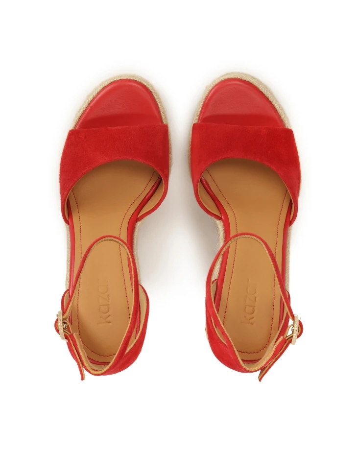 Kazar Red Platform Heeled Sandals