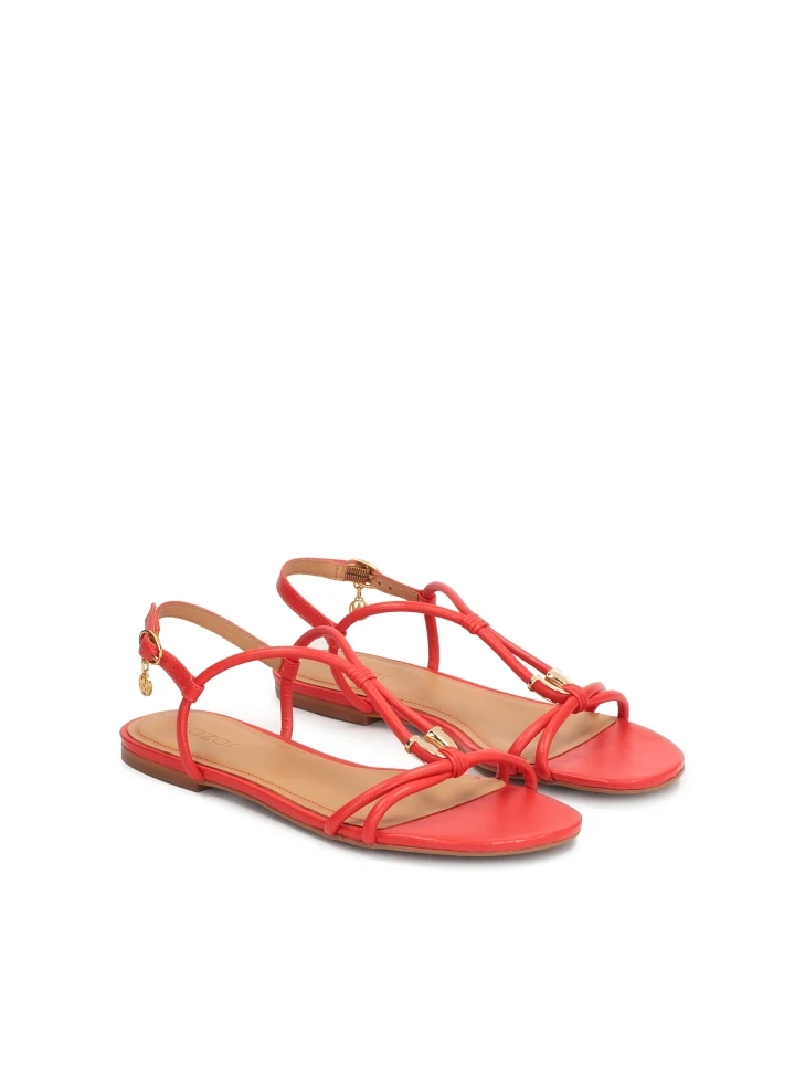 Kazar Red Sandals On A Flat Sole With An Overhang