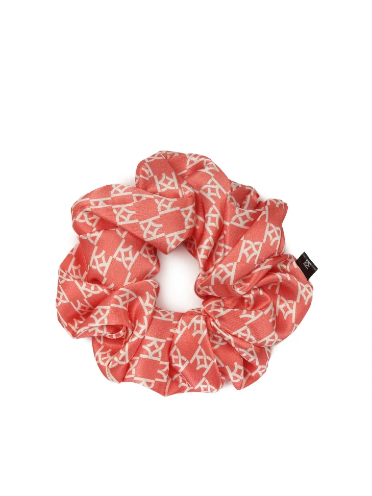 Kazar Red Scrunchie In White Monograms