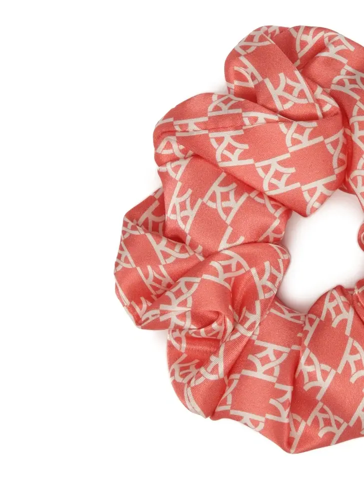 Kazar Red Scrunchie In White Monograms
