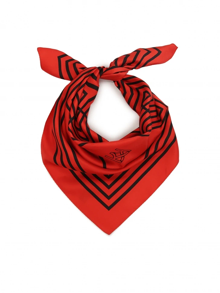 kazar Red silk scarf with KAZAR monogram
