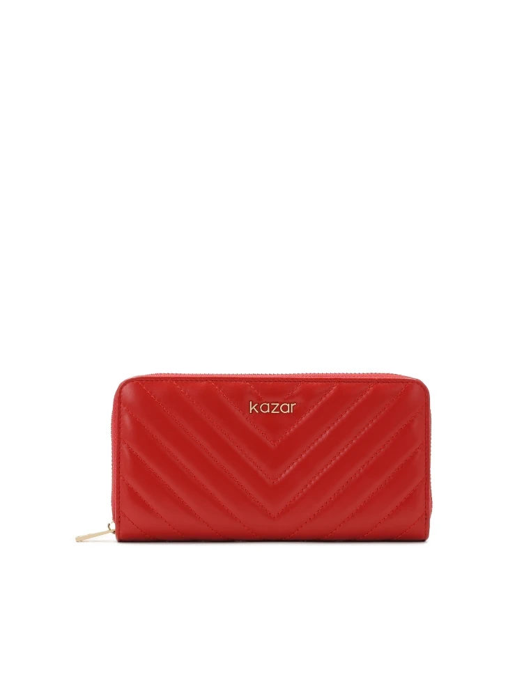 kazar Red wallet with cross quilting
