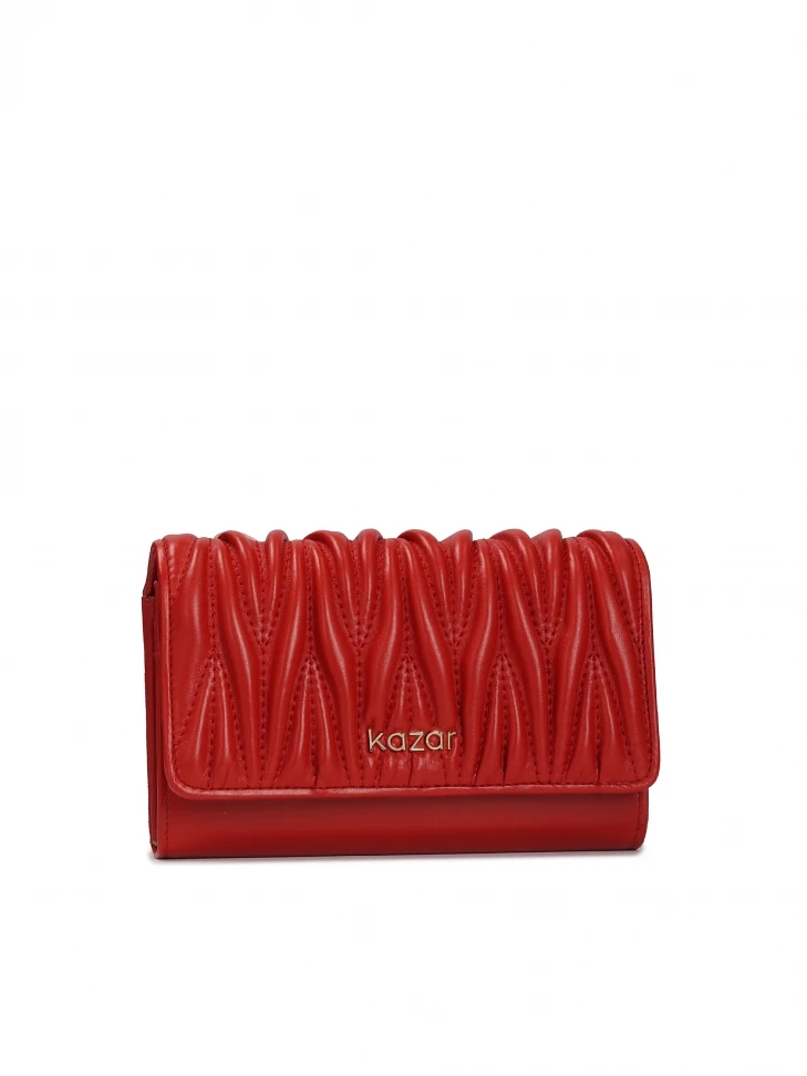 Kazar Red Wallet With Fine Quilting