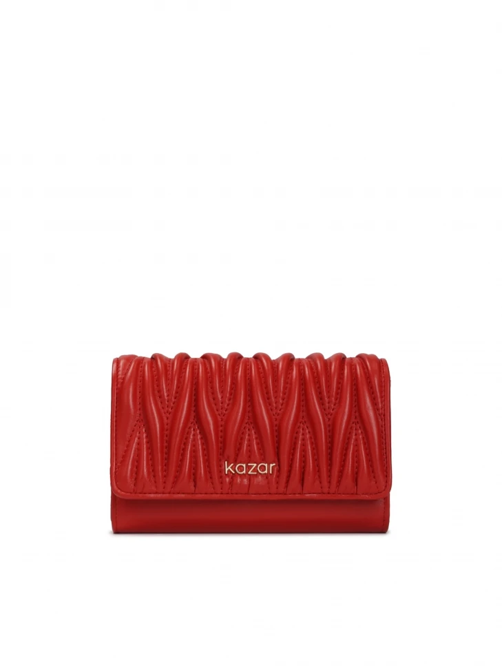 kazar Red wallet with fine quilting