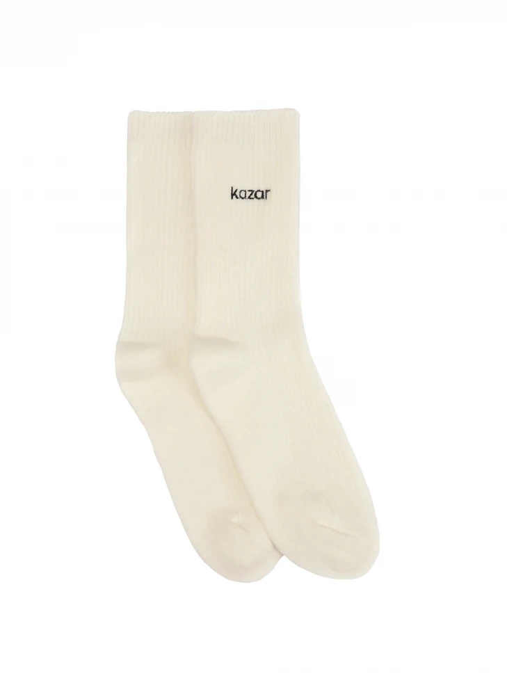 Kazar Ribbed Socks In Broken White Color