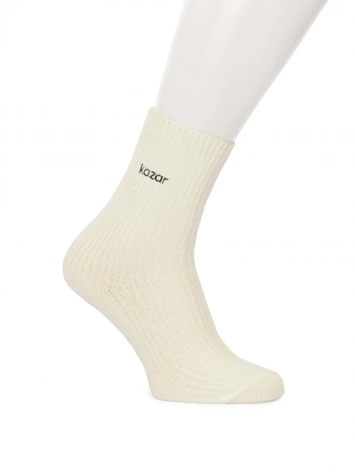 kazar Ribbed socks in broken white color