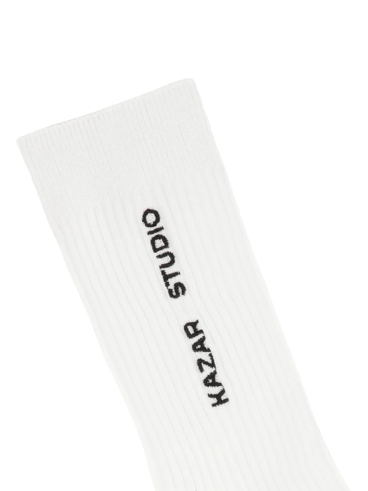 Kazar Ribbed White Socks