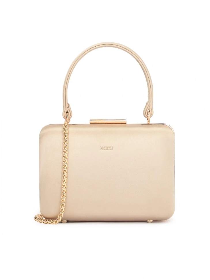 kazar Rigid leather bag with a handle and a chain