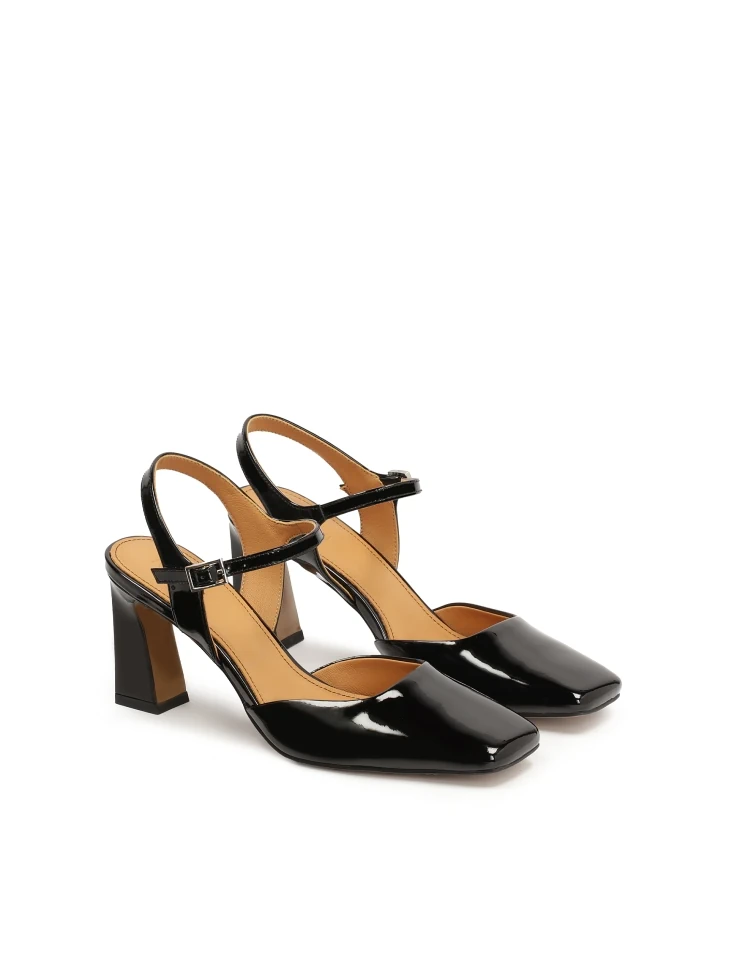 Kazar Semi-open Patent Leather Pumps