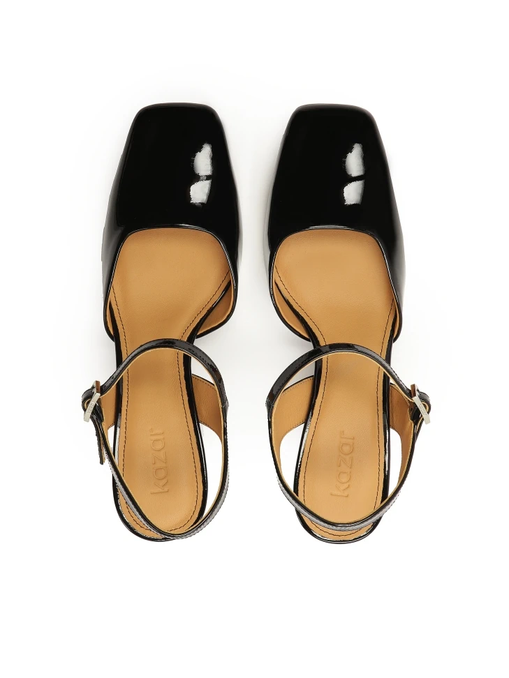 Kazar Semi-open Patent Leather Pumps
