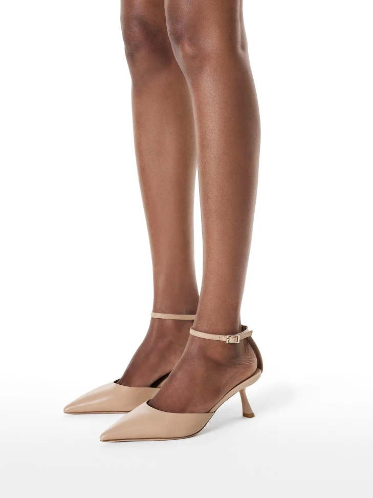 Kazar Semi-open Pumps In Beige Grain Leather