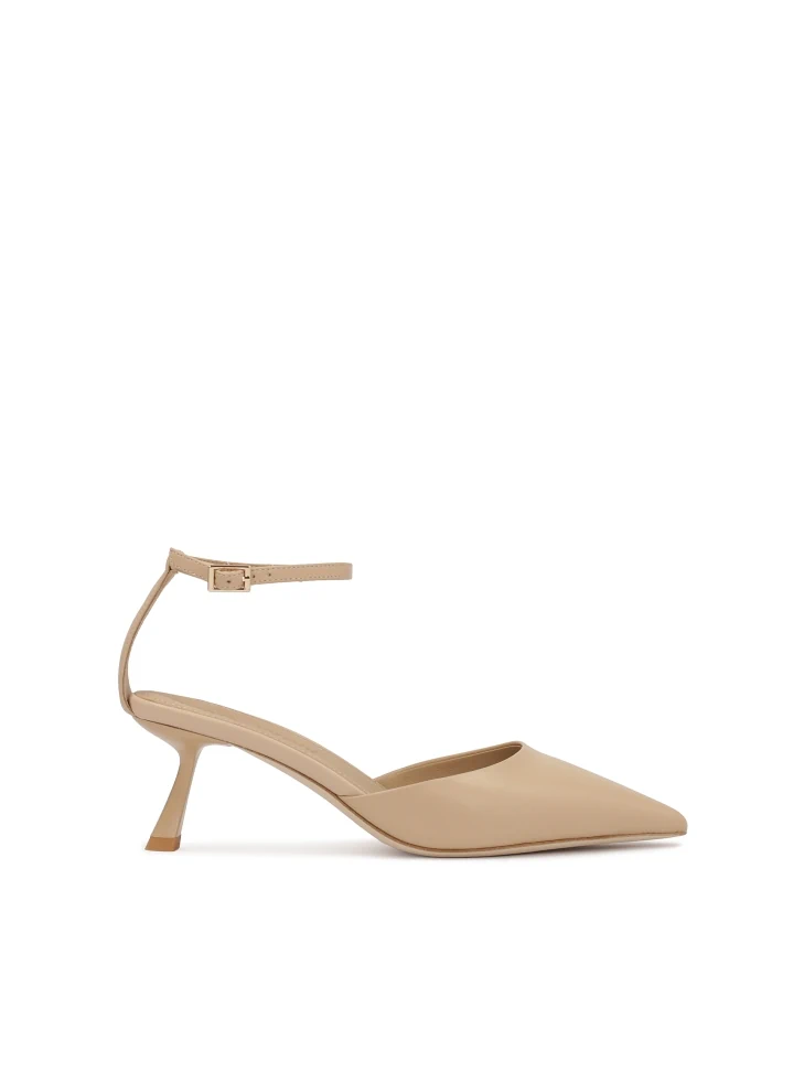 kazar Semi-open pumps in beige grain leather