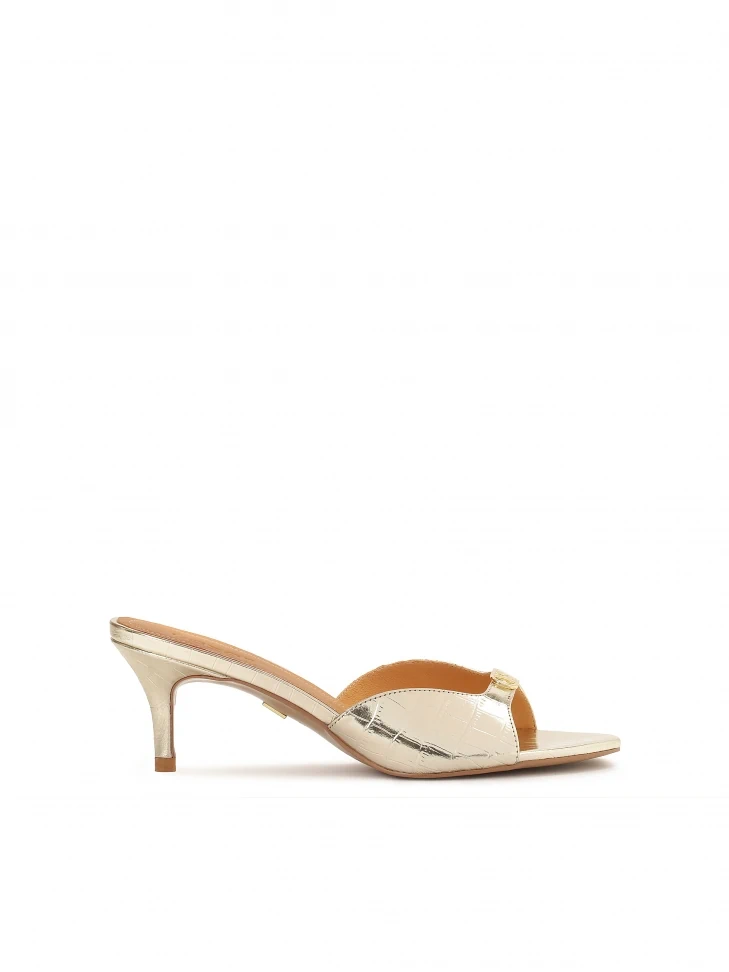 kazar Shiny gold monogrammed mules from KAZAR