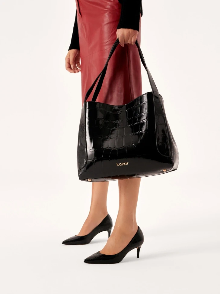 Kazar Shoulder Bag In Embossed Patent Leather