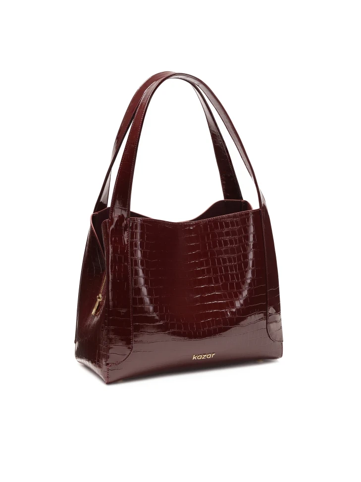 Kazar Shoulder Bag In Shiny Burgundy Leather