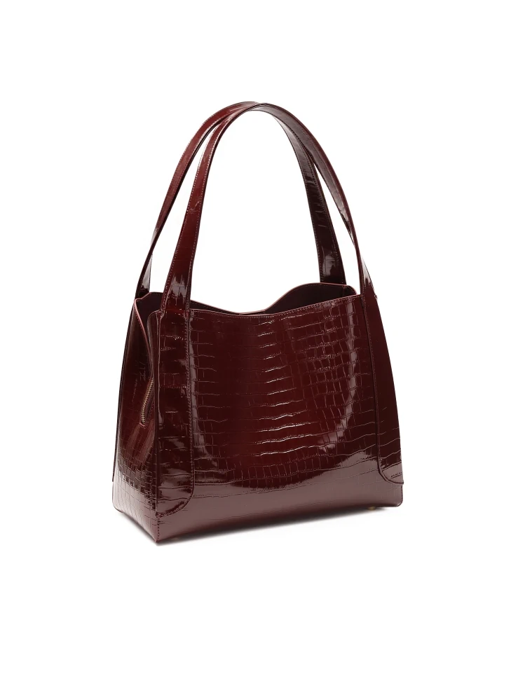 Kazar Shoulder Bag In Shiny Burgundy Leather